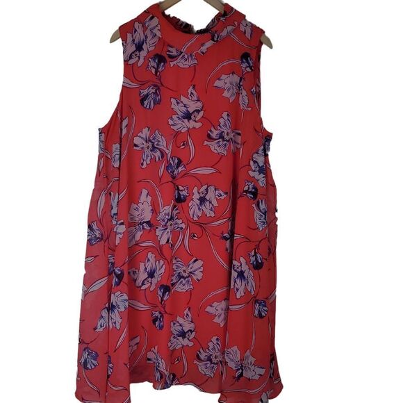 Jessica Howard Dresses & Skirts - Jessica Howard Floral Coral Dress.  Sleeveless. Overlay of dress is open down ba
